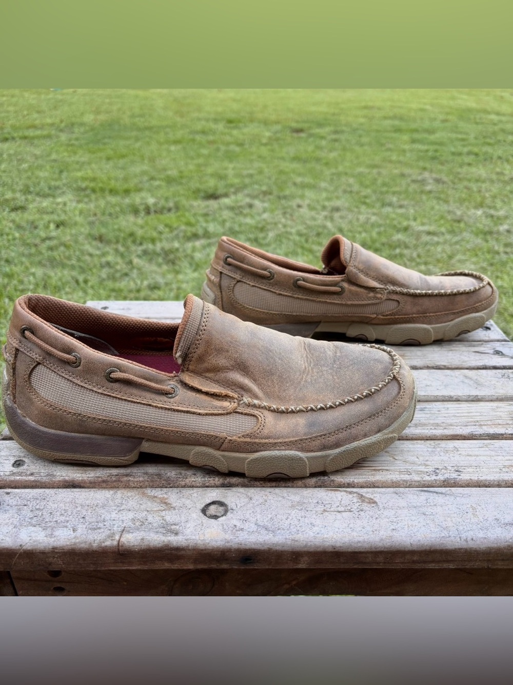 Twisted X Shoes Mens Size 10M Brown Leather Moccasin Casual Slip On LXP00539HS